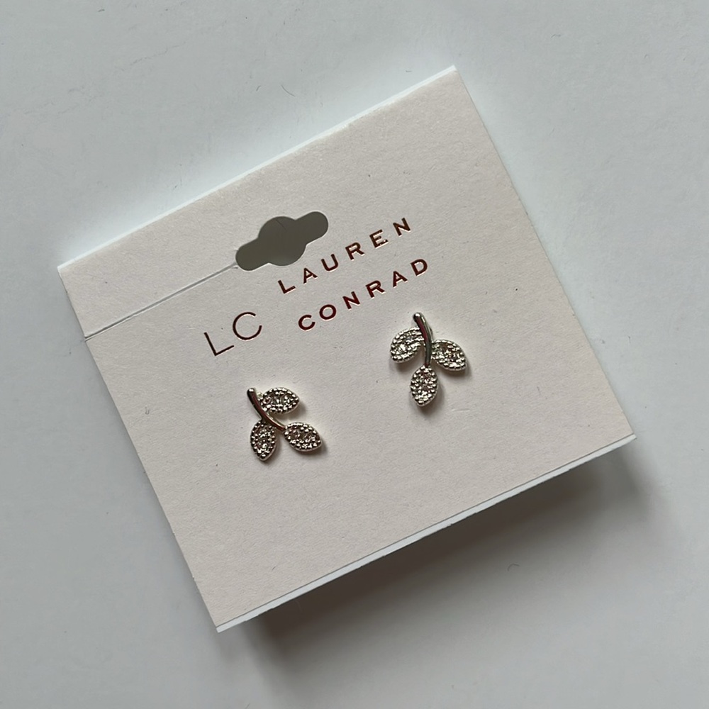 LAUREN CONRAD Silver Leaf Earrings